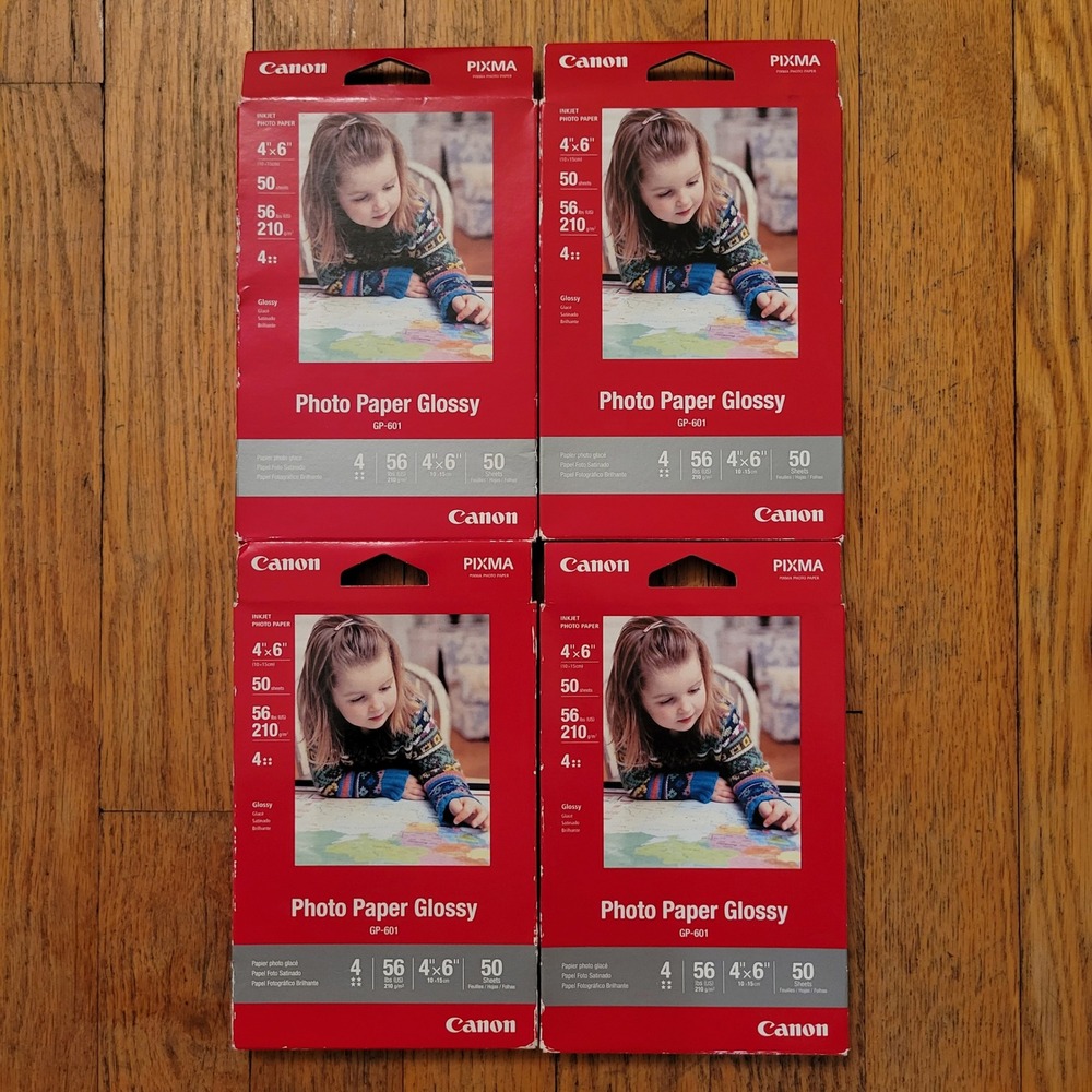 NEW Canon 4x6 Photo Paper Glossy 200 Sheets Inkjet PIXMA GP-601 Bundle Gift